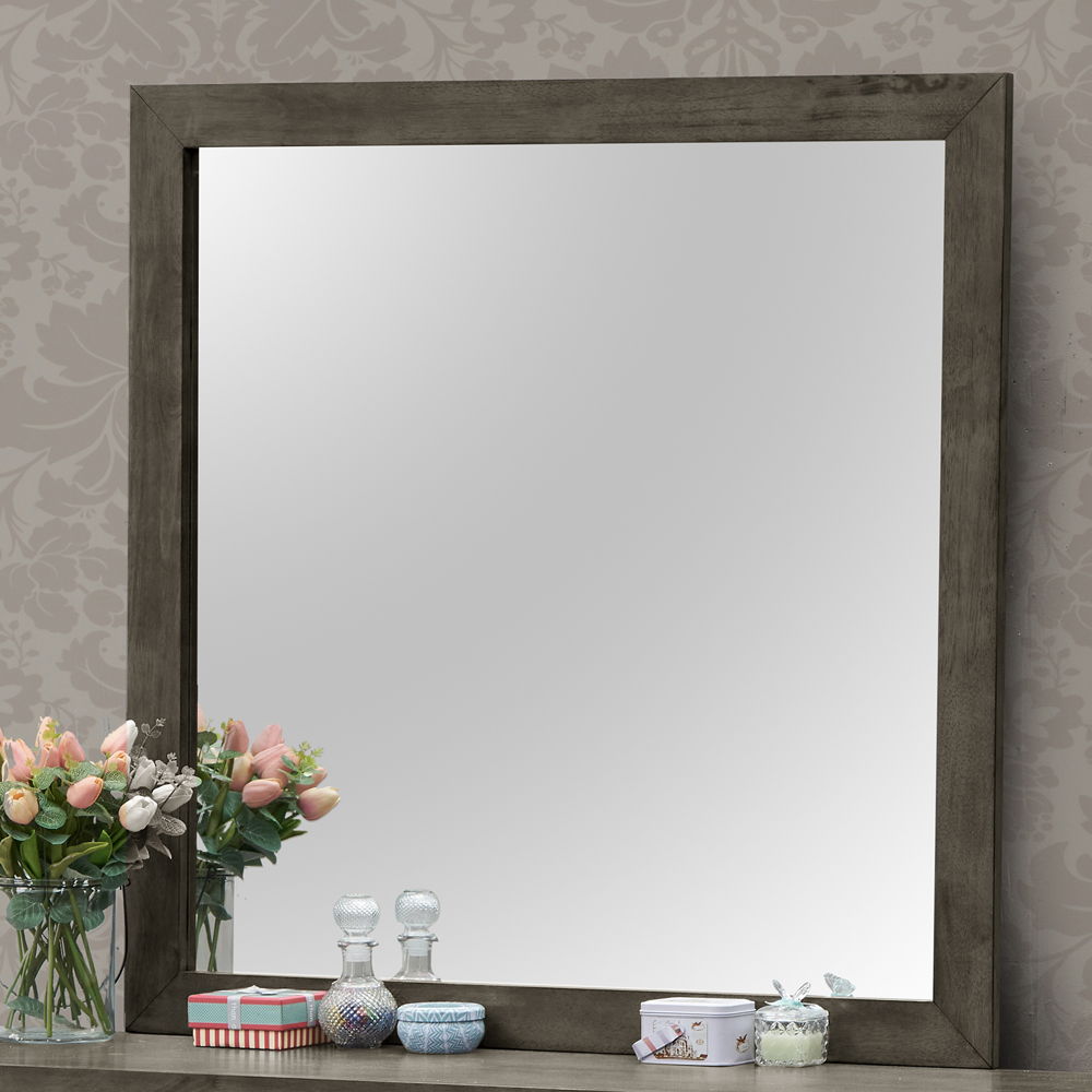 Wall mirror with dark gray wood frame; modern transitional design HouseOfZazla on Tampa Home & Garden Store