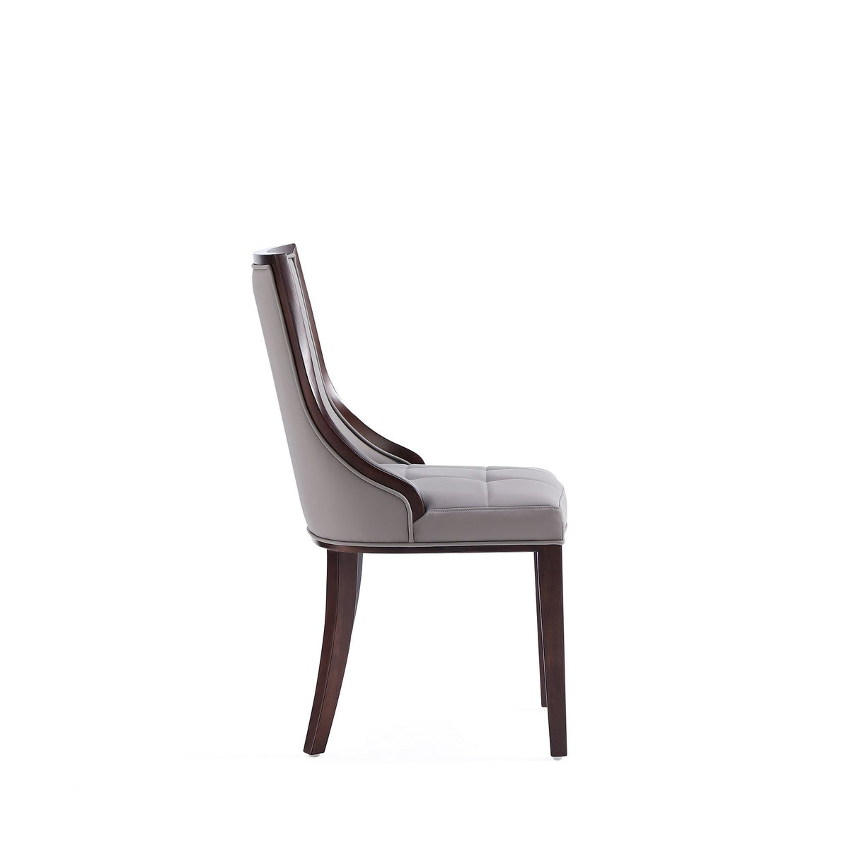 Fifth Avenue dining chair with light gray upholstery and dark wood curved legs on Tampa Home & Garden Store