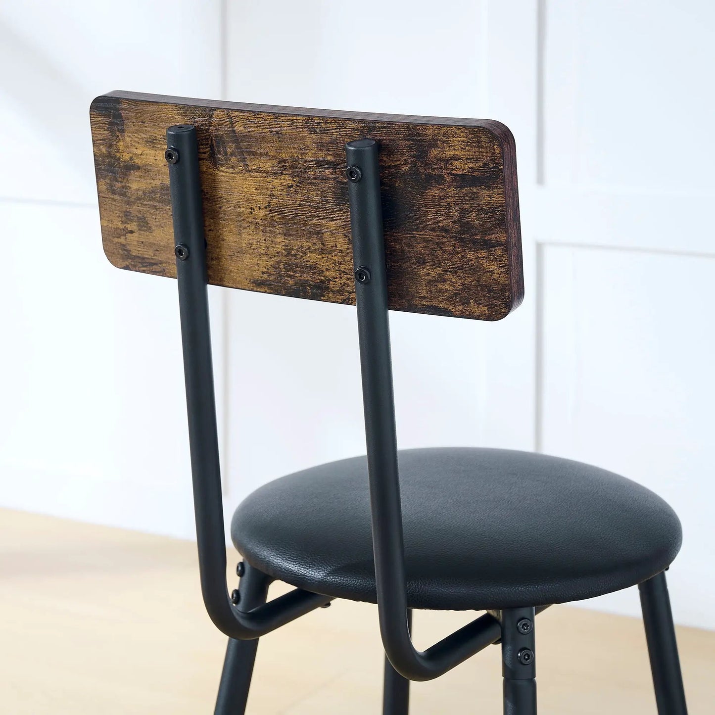 Rustic Brown Bar Table and Stool Set with Shelf