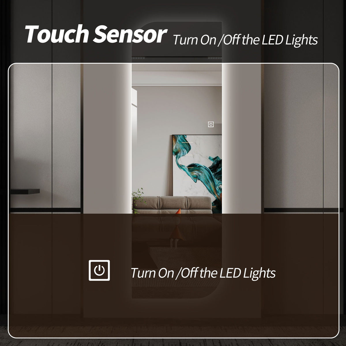 Irregular Shape LED Wall Mirror in silver, 3-color dimmable lighting, touch sensor, HouseOfZazla on Tampa Home & Garden Store