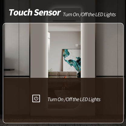 Irregular Shape LED Wall Mirror in silver, 3-color dimmable lighting, touch sensor, HouseOfZazla on Tampa Home & Garden Store