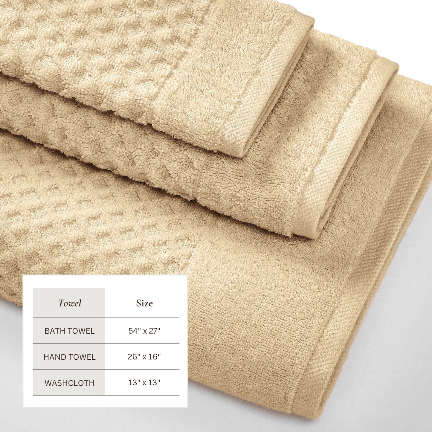 Cotton Diamond Waffle Weave Bath Towel Set