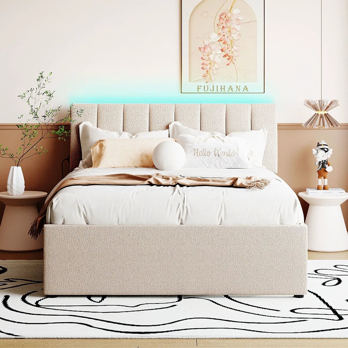 Upholstered Platform Bed With Trundle System