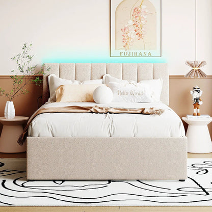 Upholstered Platform Bed With Trundle System