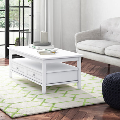 Warm Shaker Coffee Table, white finish with a drawer and shelf, by HouseOfZazla on Tampa Home & Garden Store