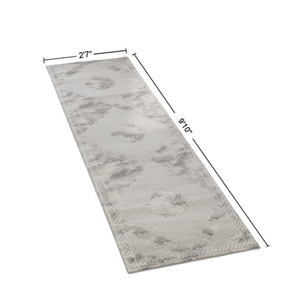 Gray medallion area rug by HouseOfZazla with geometric 3D detail on Tampa Home & Garden Store