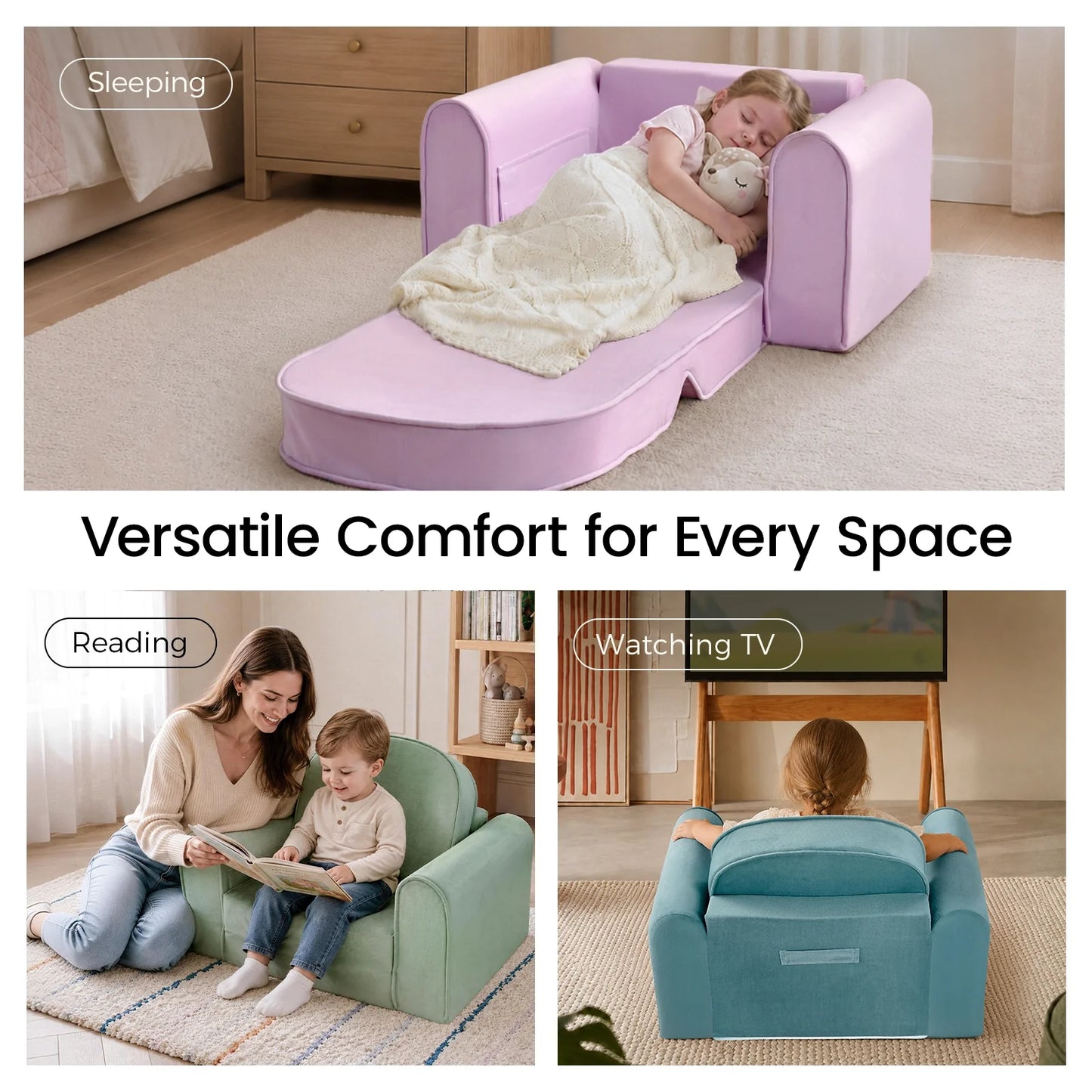 Tiny Land INC GentleSnug Kids Sofa Chair in lavender plush play sofa for kids on Tampa Home & Garden Store