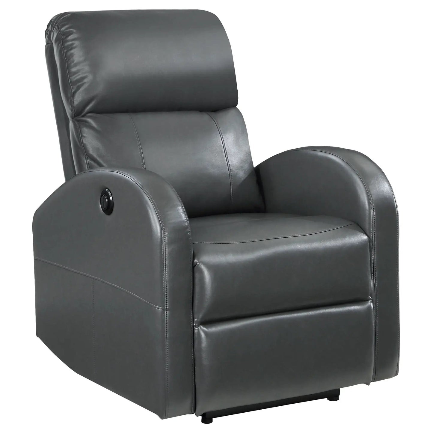 Meglia Power Recliner Chair in dark gray leather by Unique Piece Furniture with side control on Tampa Home & Garden Store