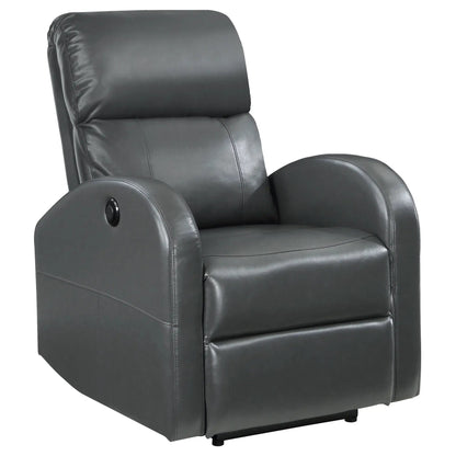 Meglia Power Recliner Chair in dark gray leather by Unique Piece Furniture with side control on Tampa Home & Garden Store