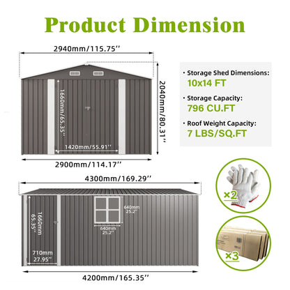 Outdoor Metal Storage Shed With Lockable Doors