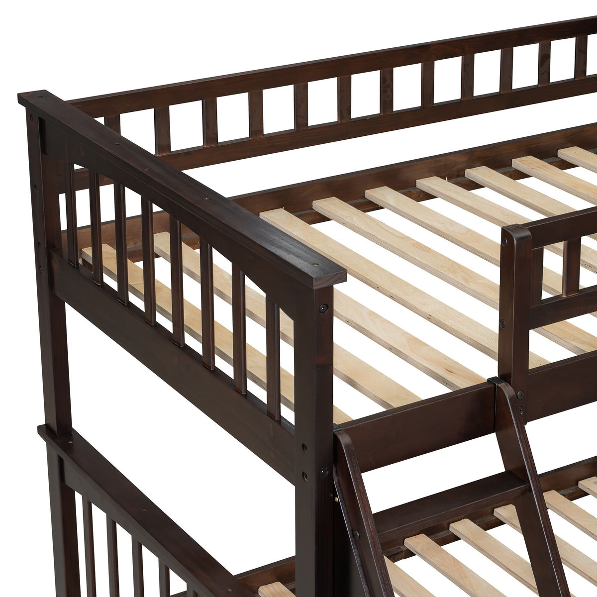 Bunk bed with drawers by HouseOfZazla in dark brown wood with slatted supports and ladder on Tampa Home & Garden Store