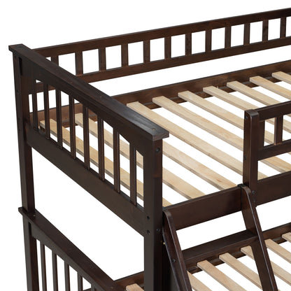 Bunk bed with drawers by HouseOfZazla in dark brown wood with slatted supports and ladder on Tampa Home & Garden Store