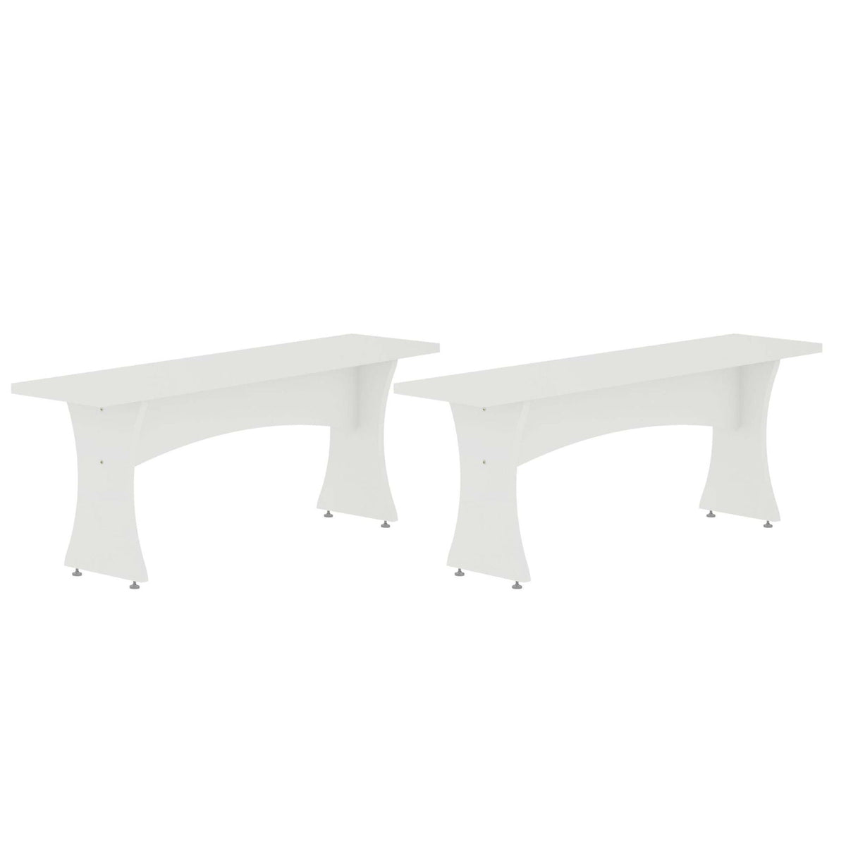 Mid-Century Modern dining benches set of 2 in white painted finish by HouseOfZazla on Tampa Home & Garden Store