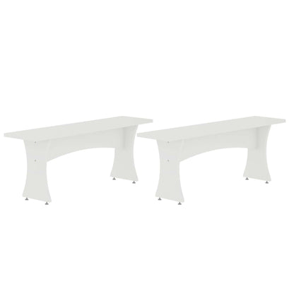 Mid-Century Modern dining benches set of 2 in white painted finish by HouseOfZazla on Tampa Home & Garden Store