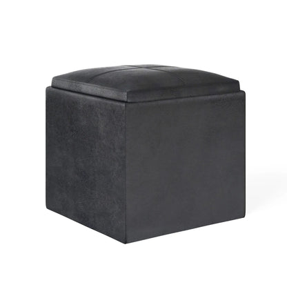 Rockwood Upholstered Cube Ottoman with Tray