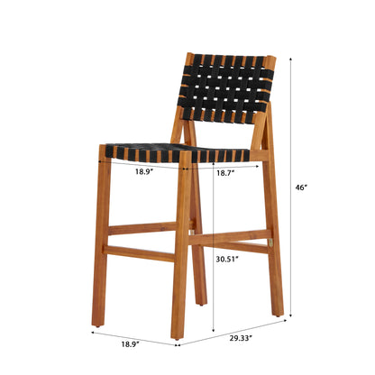 Acacia Wood Outdoor Side Chair and Woven Seat