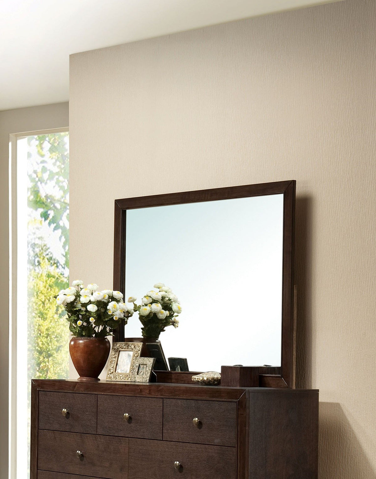 Madison Mirror with Sleek Espresso Wood Frame by HouseOfZazla, dresser mirror on Tampa Home & Garden Store