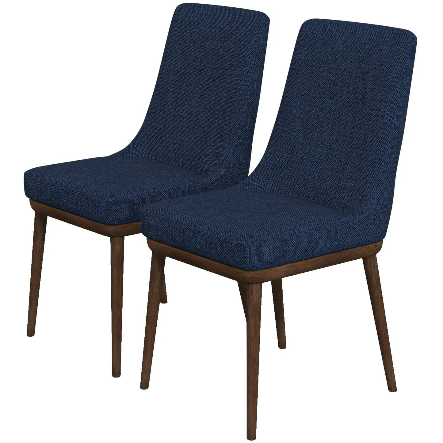 Kate - Mid-Century Modern Dining Chair set of 2 with navy blue fabric upholstery and wood legs on Tampa Home & Garden Store