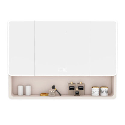 Aluminium medicine cabinet mirror in khaki with 3-color LED lighting and defogging on Tampa Home & Garden Store