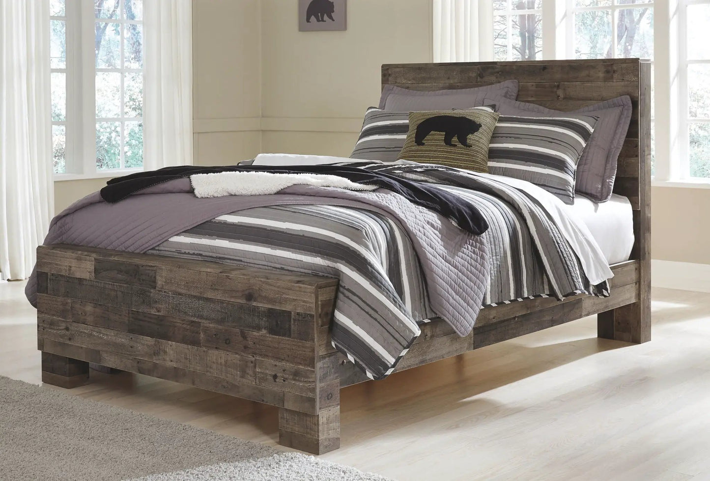 Derekson Youth Panel Bedroom Set Rustic Finish