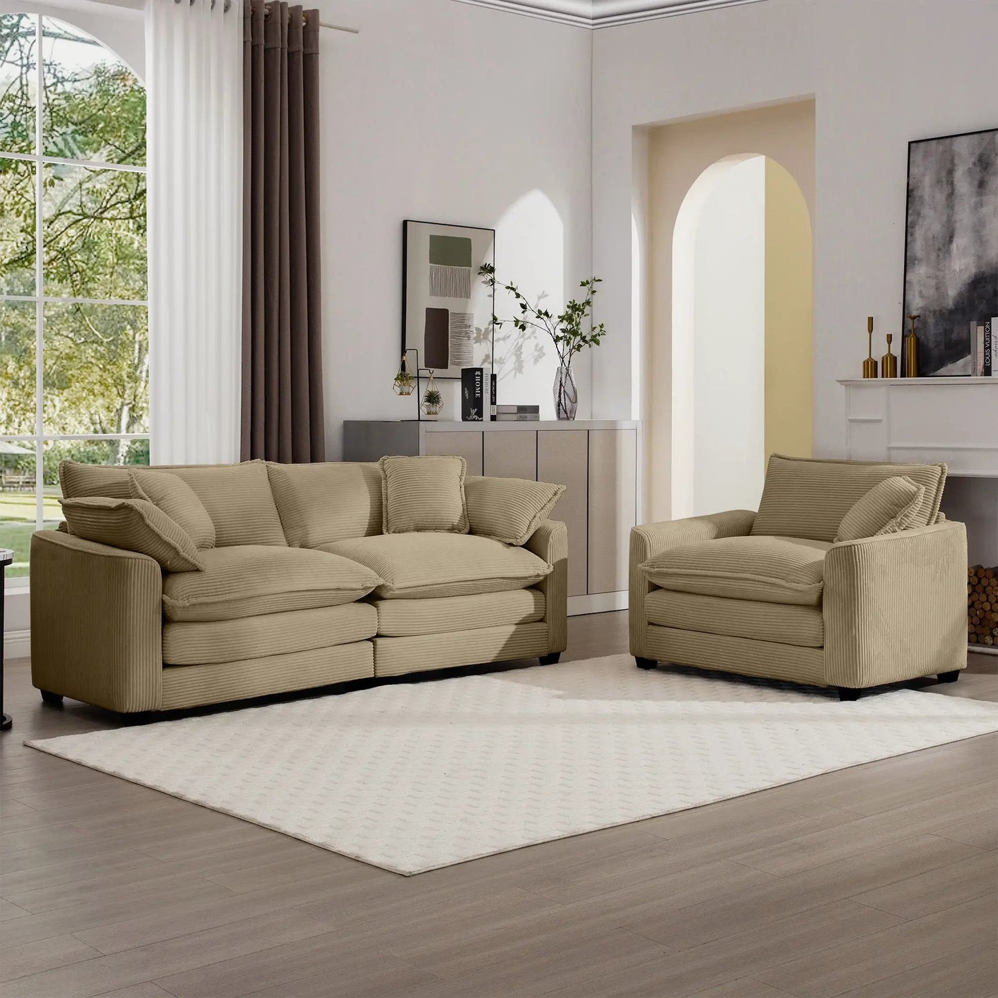 Elegant Sectional Sofa Set with Deep Seats