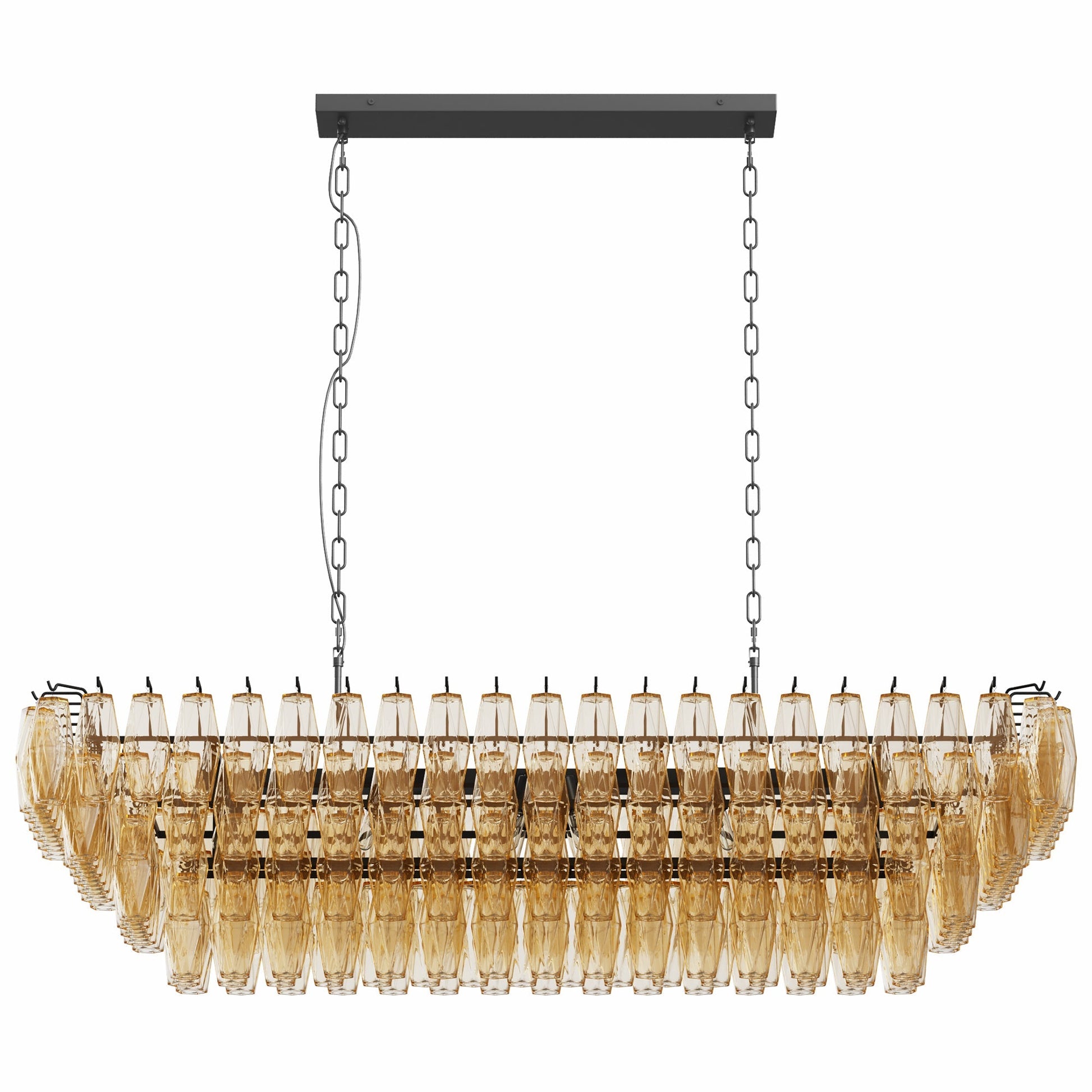 54-Inch Black Rectangular Smoke Glass Chandelier, 12-light, HouseOfZazla on Tampa Home & Garden Store