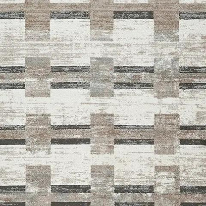 Alstone rug with neutral geometric pattern in beige tan and brown by Unique Piece Furniture on Tampa Home & Garden Store