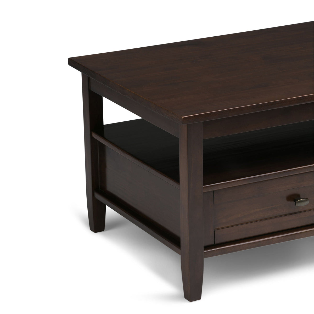 Warm Shaker Coffee Table with a Drawer and Shelf in dark walnut finish by HouseOfZazla on Tampa Home & Garden Store