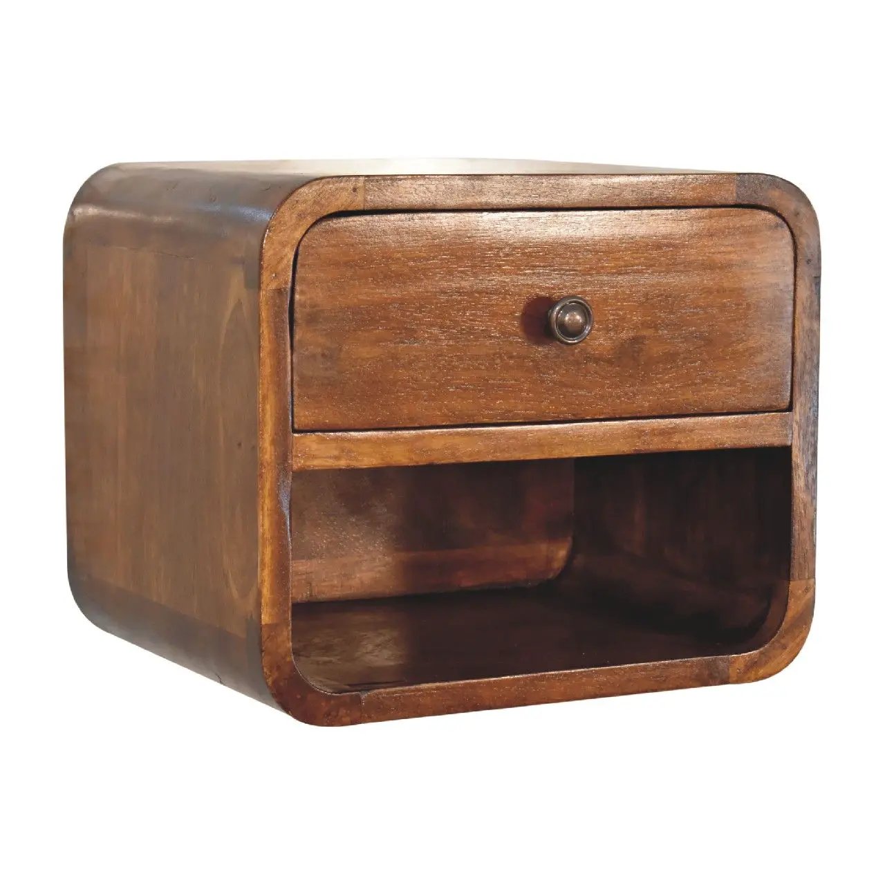 Curve Upper Slot Floating Nightstand with Drawer