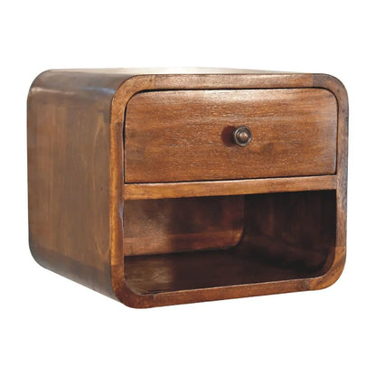 Curve Upper Slot Floating Nightstand with Drawer