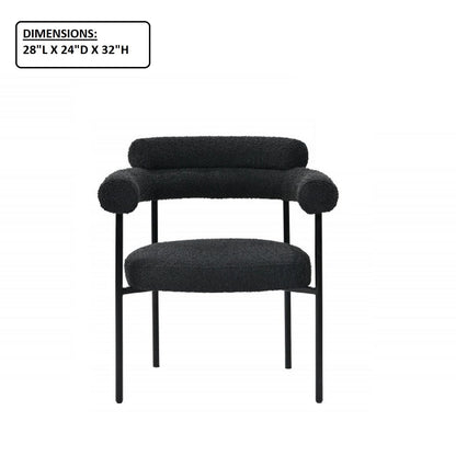 Dining chairs with armrests set of 2 in black boucle upholstery by HouseOfZazla on Tampa Home & Garden Store