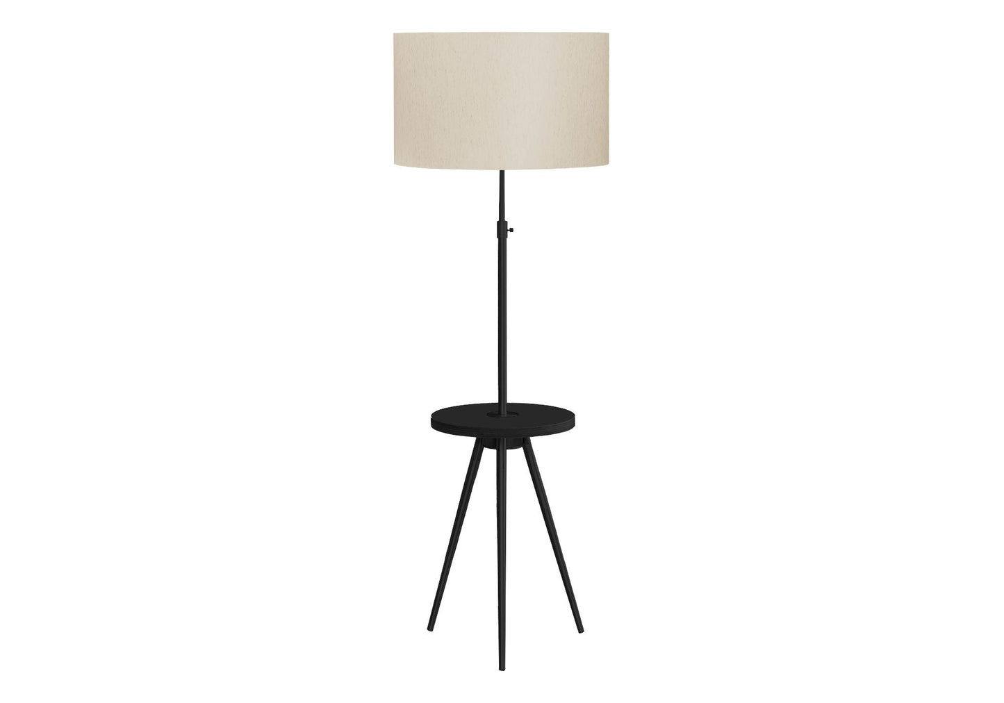 HouseOfZazla floor lamp with beige drum shade on a black tripod base on Tampa Home & Garden Store