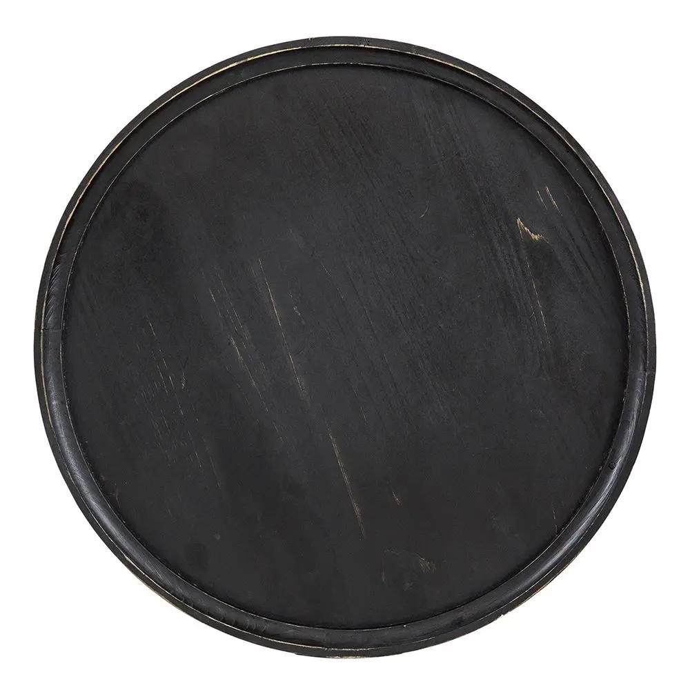 Round black distressed wood 3-tier end table for living room on Tampa Home & Garden Store