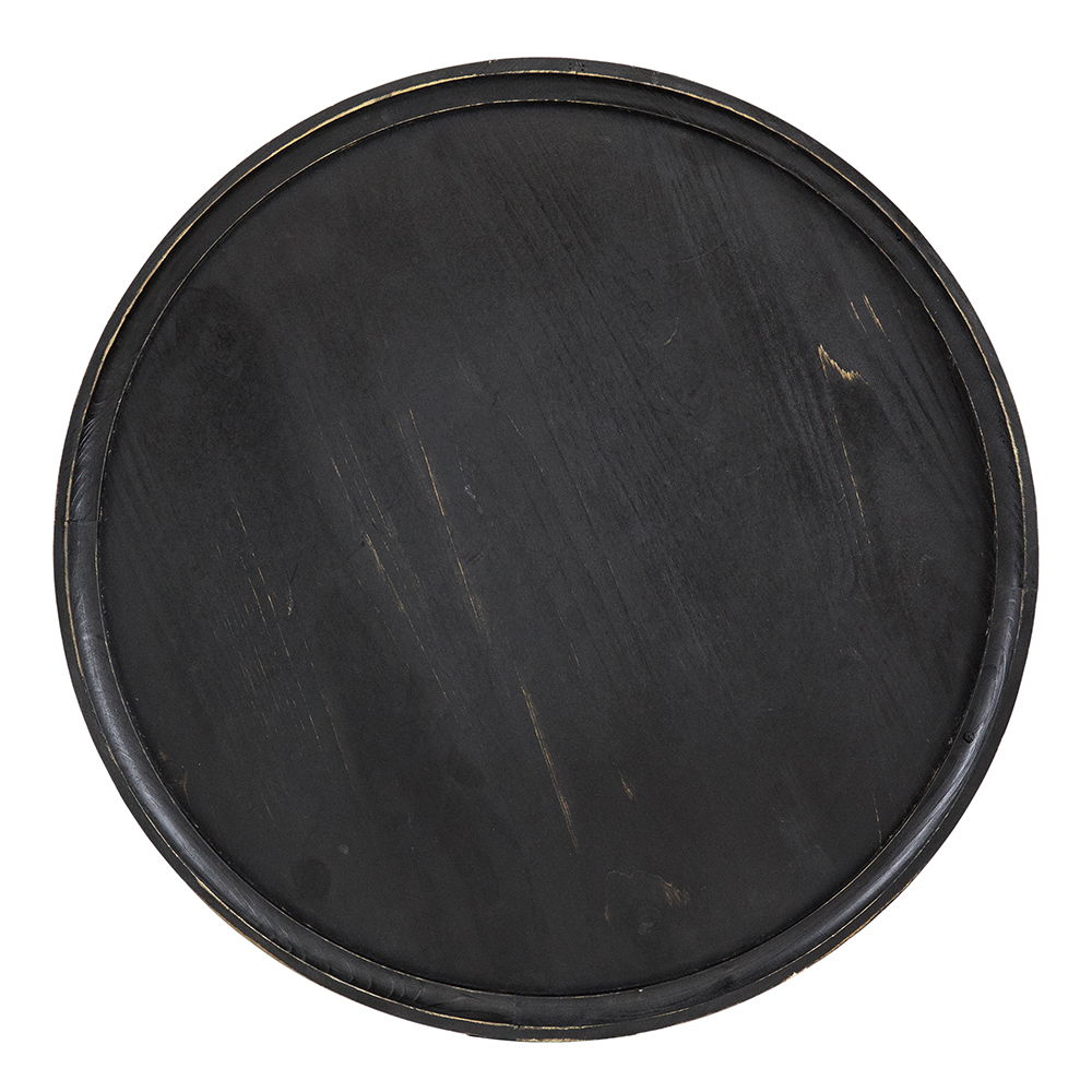 Round black side table top with distressed finish on Tampa Home & Garden Store
