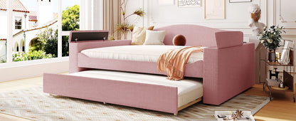 HouseOfZazla daybed with storage and pull-out trundle, pink upholstery audio system on Tampa Home & Garden Store