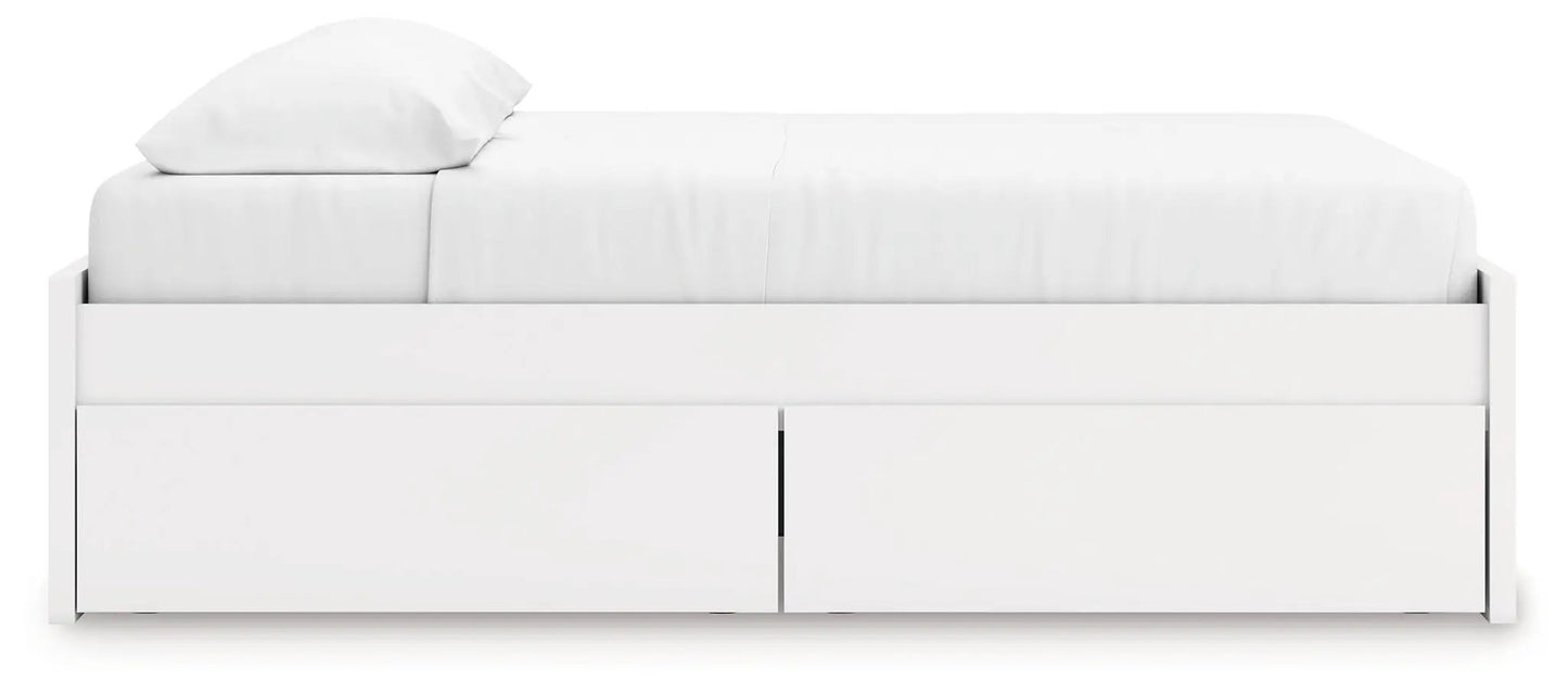 Onita Platform Bed with white finish and built-in storage drawers on Tampa Home & Garden Store