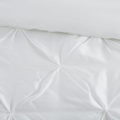 7 Piece Tufted Comforter Set White by HouseOfZazla with white satin tufting on Tampa Home & Garden Store