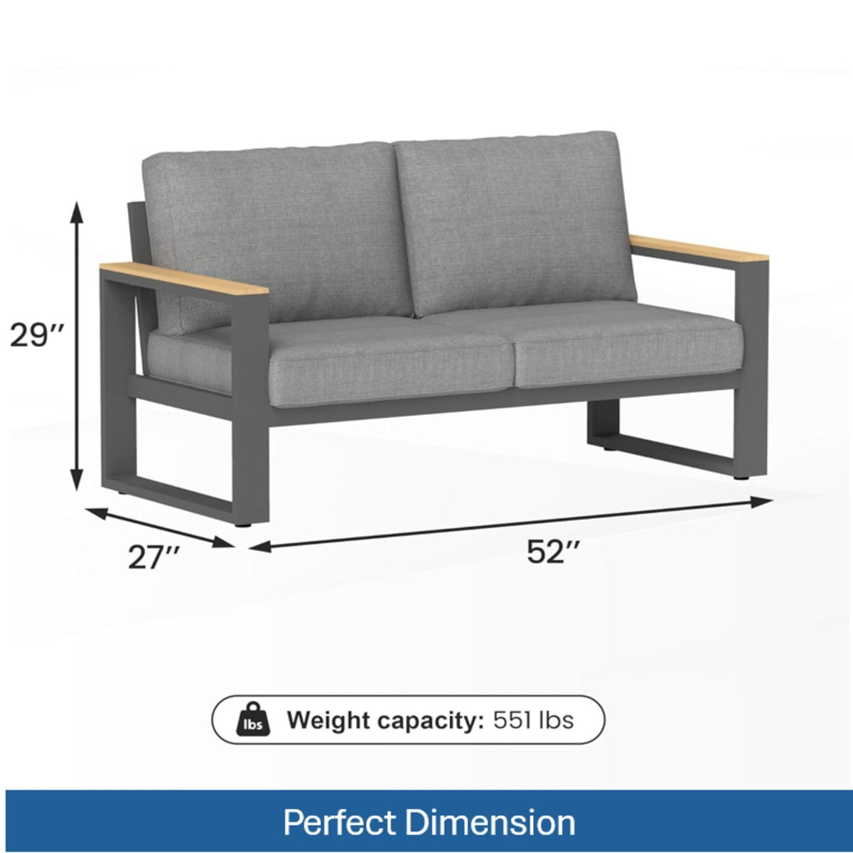 All Weather Outdoor Loveseat and Thick Cushions