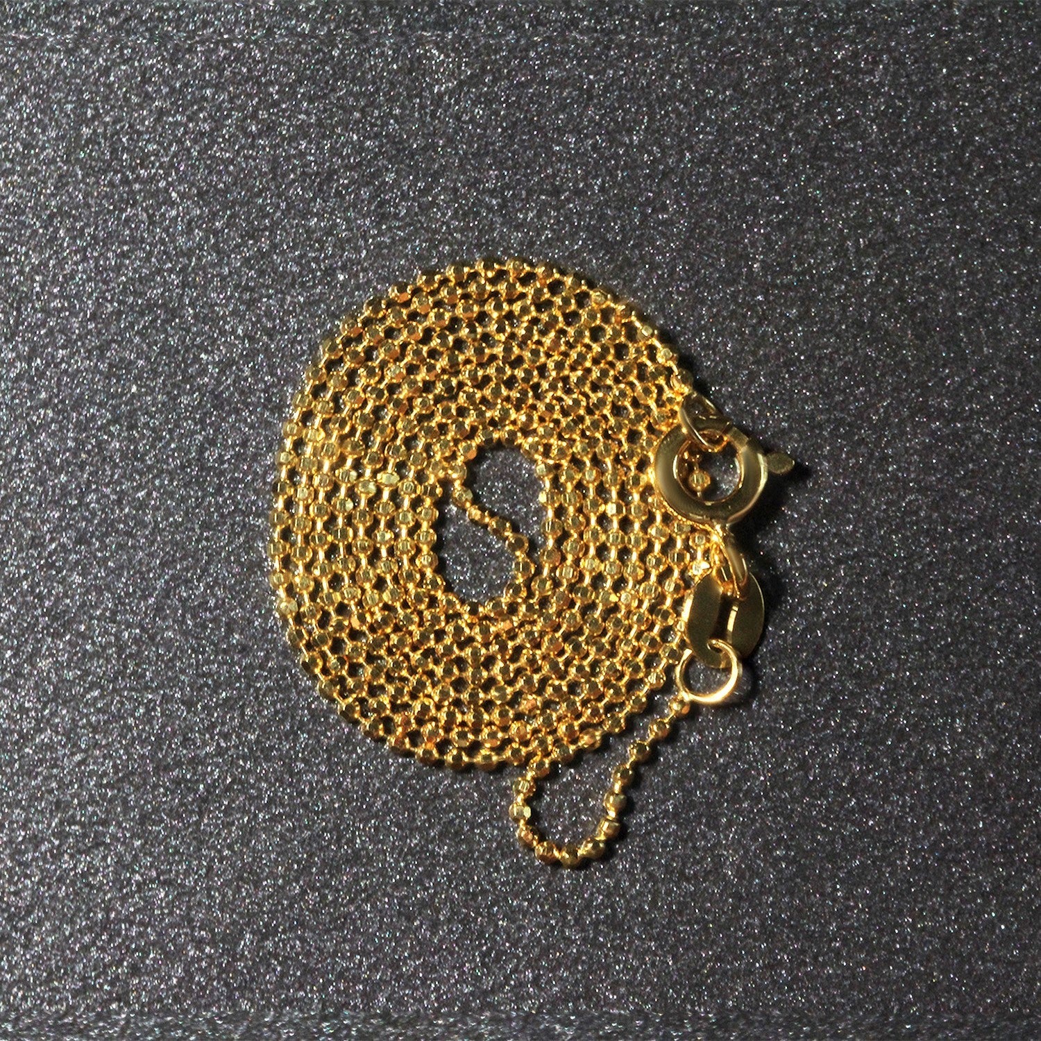 14k yellow gold diamond-cut bead chain necklace 1.0mm, coiled with lobster clasp on Tampa Home & Garden Store
