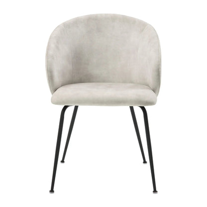 Velvet Side Chairs Set With Metal Legs Beige