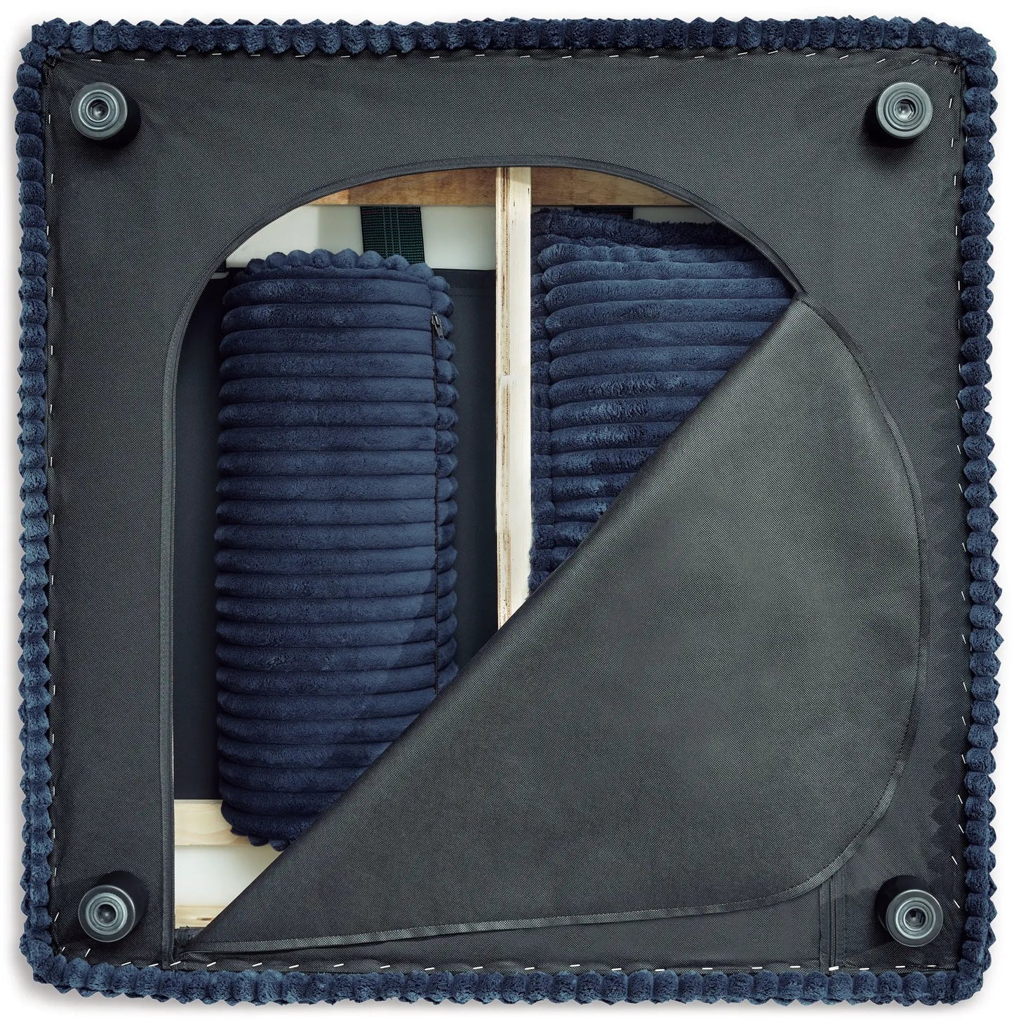 Bales Sectional by Unique Piece Furniture navy blue plush cushions with rope trim on Tampa Home & Garden Store