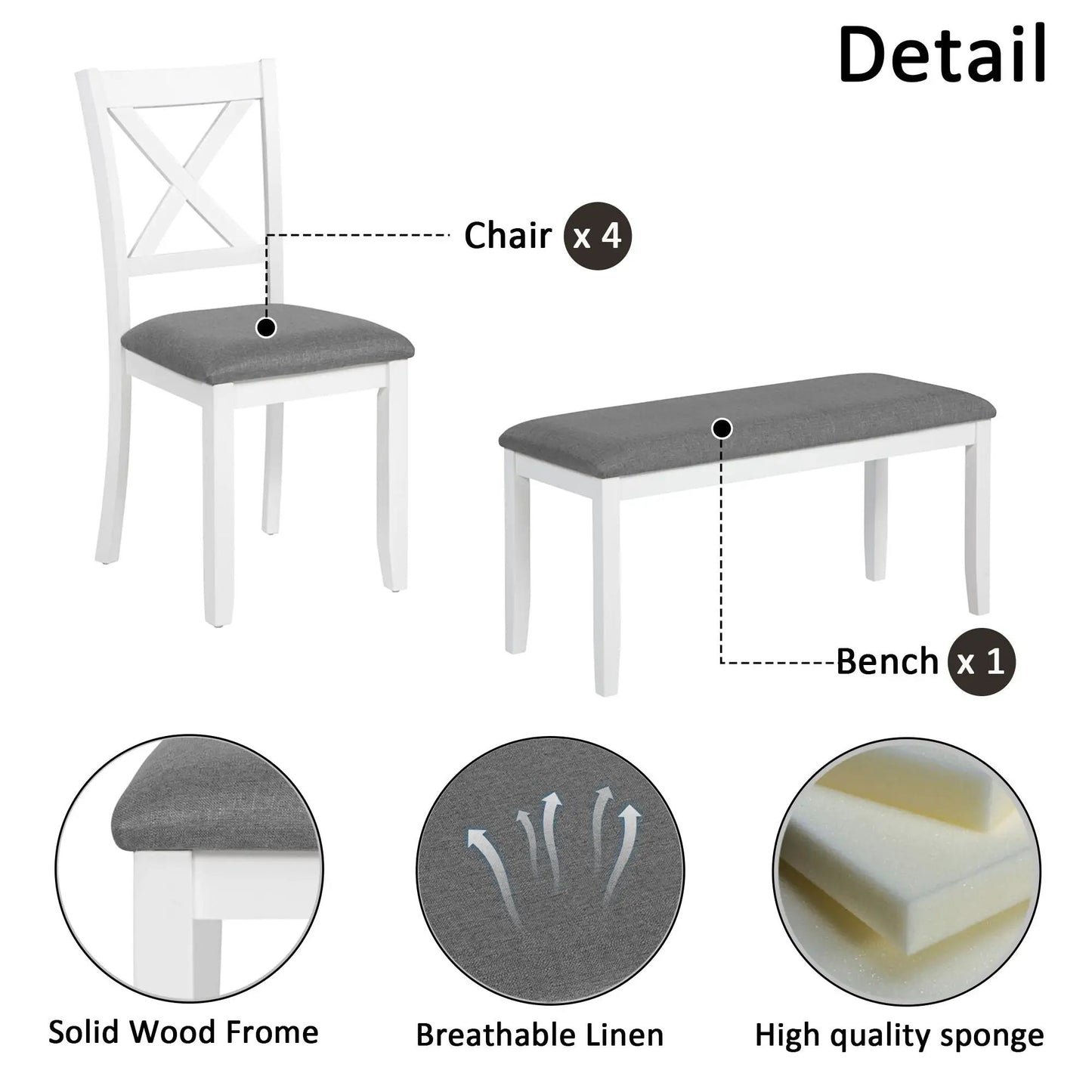 Modern Dining Table Set With Chairs for Kitchen