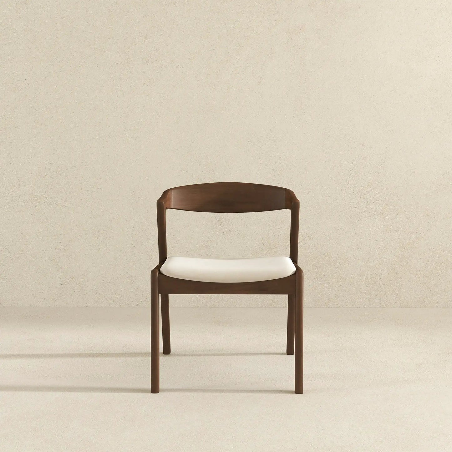 Dakota mid-century dining chair set of 2 in dark wood with white upholstered seats on Tampa Home & Garden Store
