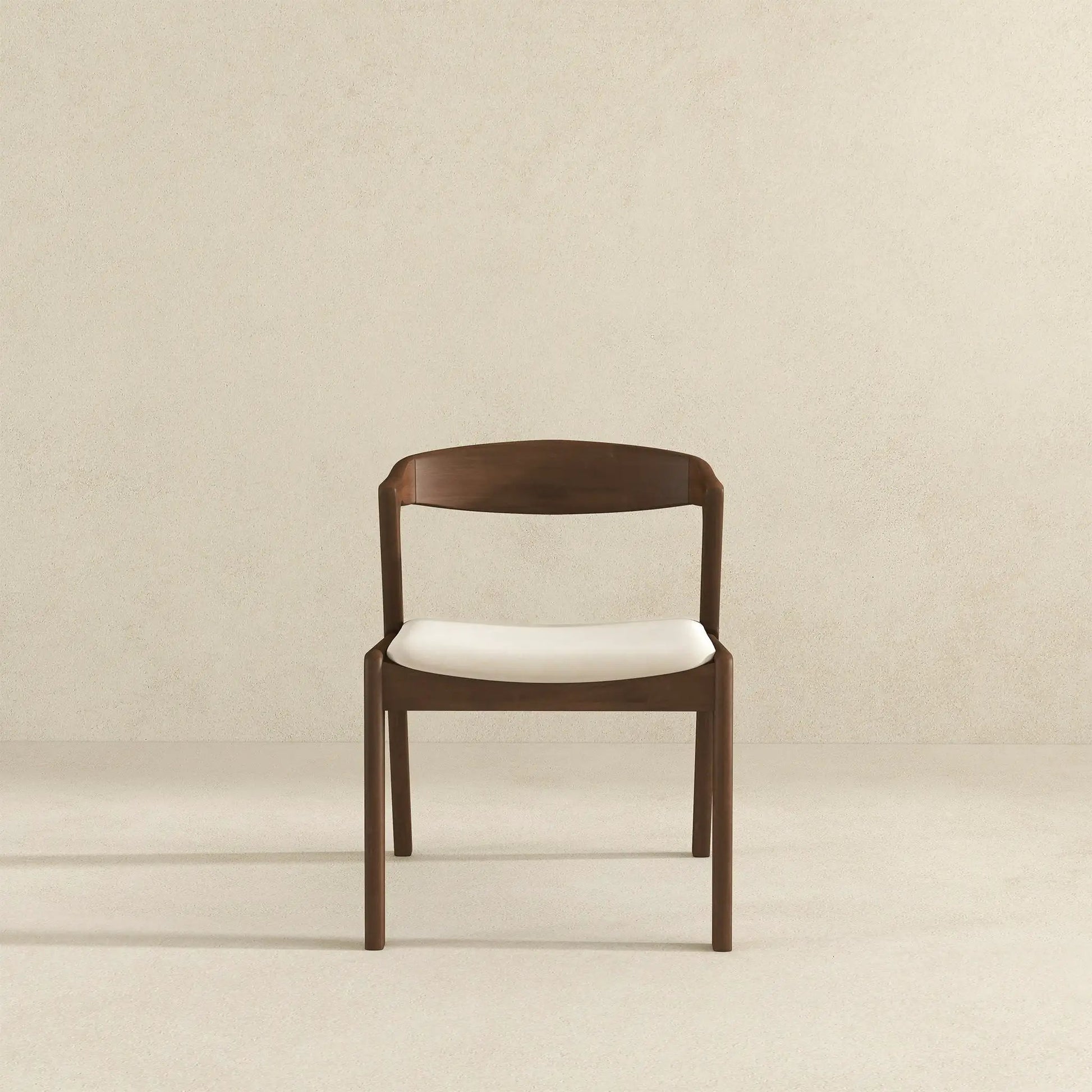 Dakota mid-century dining chair set of 2 in dark wood with white upholstered seats on Tampa Home & Garden Store