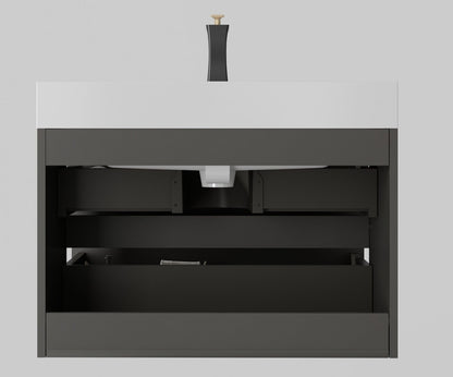 Alice bathroom vanity with sink, white countertop, black base, HouseOfZazla on Tampa Home & Garden Store