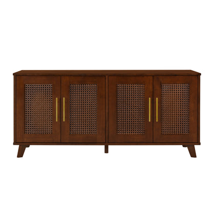 Myra rubber wood cat cabinet with cozy cushion, dark brown caned doors by HouseOfZazla on Tampa Home & Garden Store