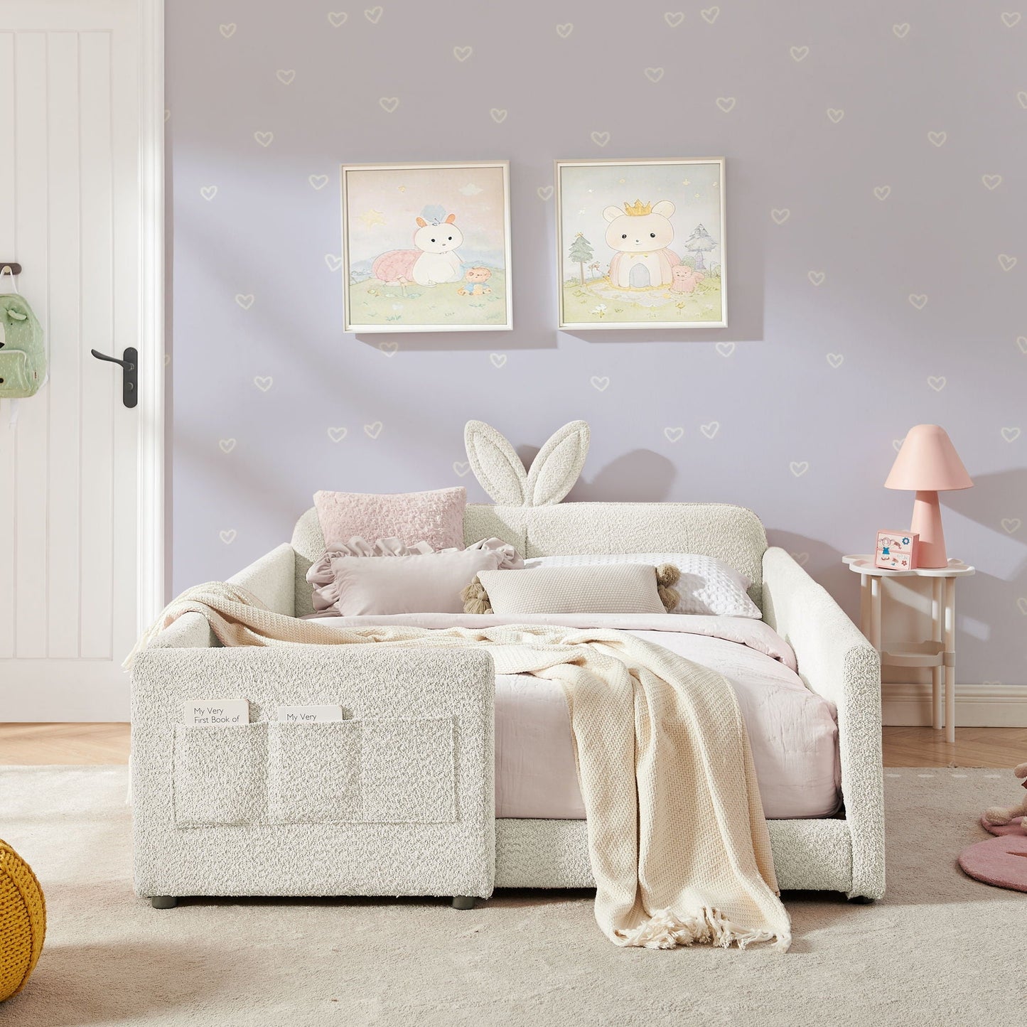 Cute Rabbit Ear Platform Bed and Safety Rail