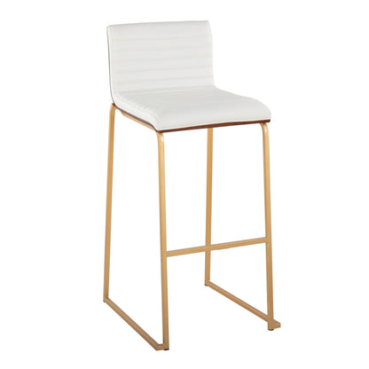 Mason Mara Contemporary Fixed-Height Barstool Set white upholstered seat with gold legs HouseOfZazla on Tampa Home & Garden Store