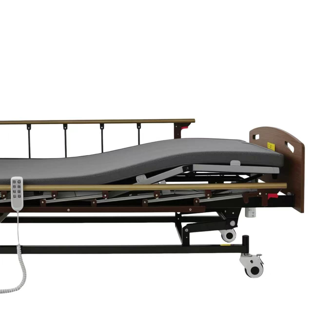 Electric Hospital Bed for Home Care by HouseOfZazla with wood headboard and gray mattress on Tampa Home & Garden Store