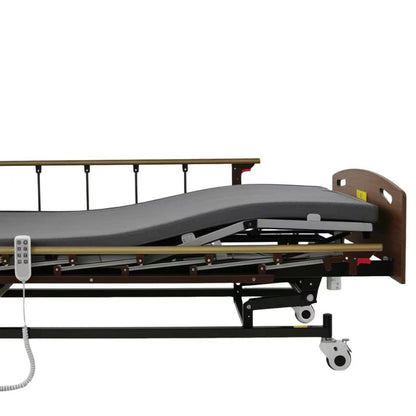 Electric Hospital Bed for Home Care by HouseOfZazla with wood headboard and gray mattress on Tampa Home & Garden Store